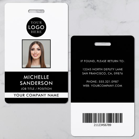 Badge Carte d'identité professionnelle avec logo de l'en