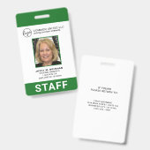 Badge Carte d'identité professionnelle avec logo vert pe (Avant & arrière)