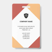 Badge Carte d'identité professionnelle avec nom et photo (Arrière)