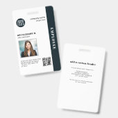 Badge Carte d'identité professionnelle avec QR code pour (Avant & arrière)