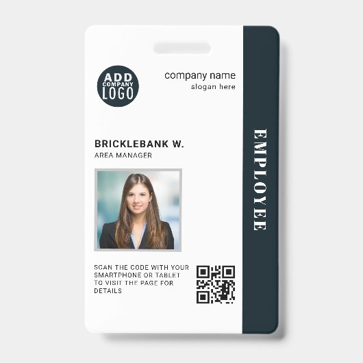 Badge Carte d'identité professionnelle avec QR code pour (Avant)