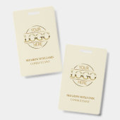 Badge Carte d'identité professionnelle Beige Or avec log (Avant & arrière)