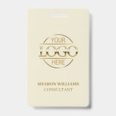 Badge Carte d'identité professionnelle Beige Or avec log (Arrière)