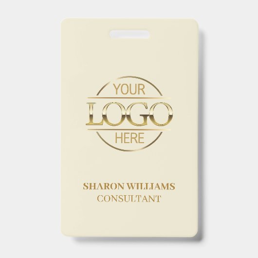 Badge Carte d'identité professionnelle Beige Or avec log (Avant)
