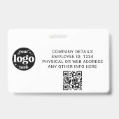 Badge Carte d'identité professionnelle blanche avec code (Arrière)