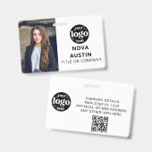 Badge Carte d'identité professionnelle blanche avec code (Avant & arrière)
