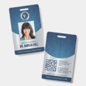 Badge Carte d'identité professionnelle bleu argenté mode (Avant & arrière)
