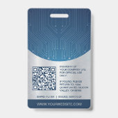Badge Carte d'identité professionnelle bleu argenté mode (Arrière)