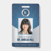Badge Carte d'identité professionnelle bleu argenté mode (Avant)