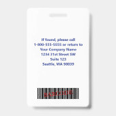 Badge Carte d'identité professionnelle Bleu Gris Blanc (Arrière)