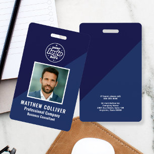 Badge Carte d'identité professionnelle bleu marine minim
