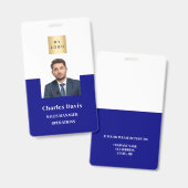 Badge Carte d'identité professionnelle bleu marine pour  (Avant & arrière)