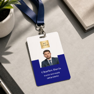 Badge Carte d'identité professionnelle bleu marine pour