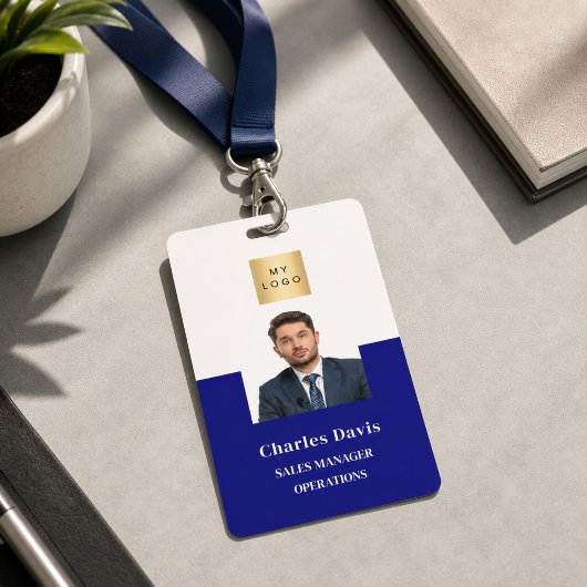 Badge Carte d'identité professionnelle bleu marine pour 