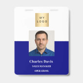 Badge Carte d'identité professionnelle bleu marine pour (Avant)