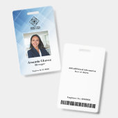 Badge Carte d'identité professionnelle bleu moderne (Avant & arrière)