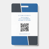 Badge Carte d'identité professionnelle bleu moderne avec (Arrière)