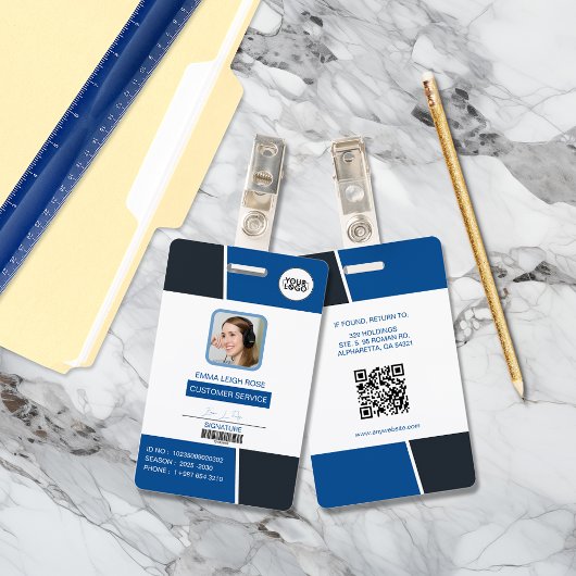 Badge Carte d'identité professionnelle bleu moderne avec