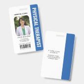 Badge Carte d'identité professionnelle bleu pour kinésit (Avant & arrière)