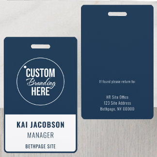 Badge Carte d'identité professionnelle bleue Logo Entrep