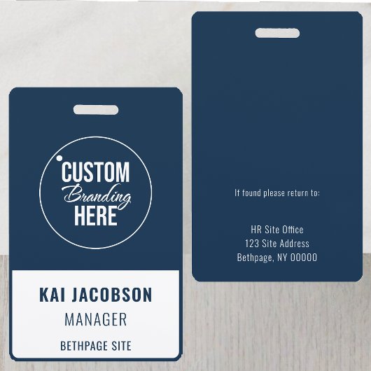 Badge Carte d'identité professionnelle bleue Logo Entrep