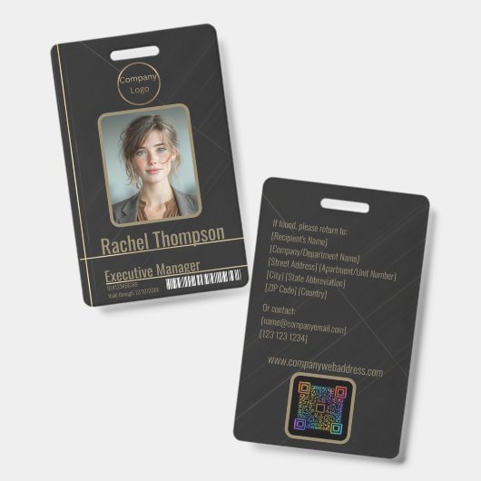 Badge Carte d'identité professionnelle Charbon foncé (Avant & arrière)