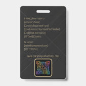 Badge Carte d'identité professionnelle Charbon foncé (Arrière)