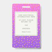 Badge Carte d'identité professionnelle chic violet or po (Arrière)