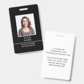 Badge Carte d'identité professionnelle classique Noir Bl (Recto et verso)