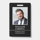 Badge Carte d'identité professionnelle classique Noir Bl (Front)