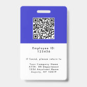 Badge Carte d'identité professionnelle Cobalt Blue avec  (Arrière)