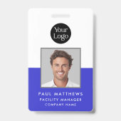 Badge Carte d'identité professionnelle Cobalt Blue avec  (Avant)