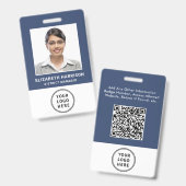 Badge Carte d'identité professionnelle code QR bleu avec (Avant & arrière)