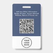 Badge Carte d'identité professionnelle code QR bleu avec (Arrière)