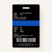 Badge Carte d'identité professionnelle de police (Dos)