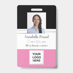Badge Carte d'identité professionnelle employé avec nom 