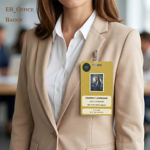 Badge Carte d'identité professionnelle en cuir doré mout