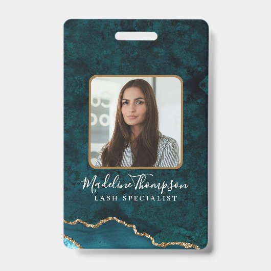 Badge Carte d'identité professionnelle en marbre d'agate (Avant)