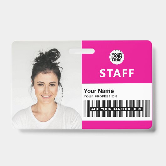 Badge Carte d'identité professionnelle Fuchsia ID du per (Avant)