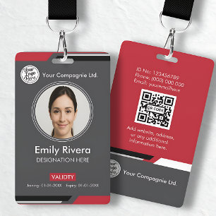 Badge Carte d'identité professionnelle grise foncée avec