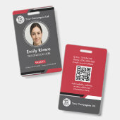 Badge Carte d'identité professionnelle grise foncée avec (Avant & arrière)