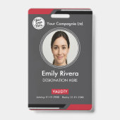 Badge Carte d'identité professionnelle grise foncée avec (Avant)