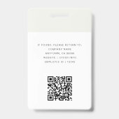 Badge Carte d'identité professionnelle grise minimaliste (Arrière)