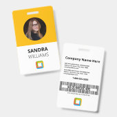 Badge Carte d'identité professionnelle jaune (Avant & arrière)