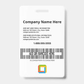 Badge Carte d'identité professionnelle jaune (Arrière)