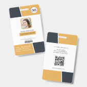 Badge Carte d'identité professionnelle jaune moderne ave (Avant & arrière)