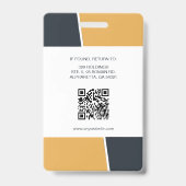 Badge Carte d'identité professionnelle jaune moderne ave (Arrière)