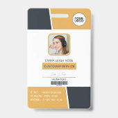 Badge Carte d'identité professionnelle jaune moderne ave (Avant)