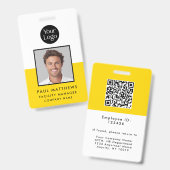 Badge Carte d'identité professionnelle Jaune Moutarde av (Avant & arrière)