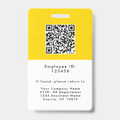 Badge Carte d'identité professionnelle Jaune Moutarde av (Arrière)